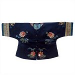 Veste d'enfant chinoise en soie bleu foncé brodée