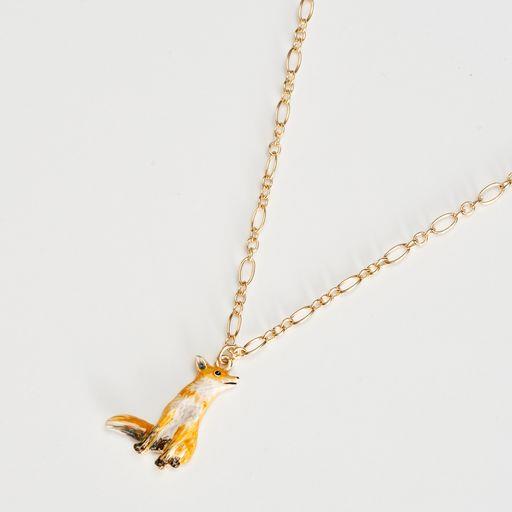 Collier court en forme de renard en émail FABLE