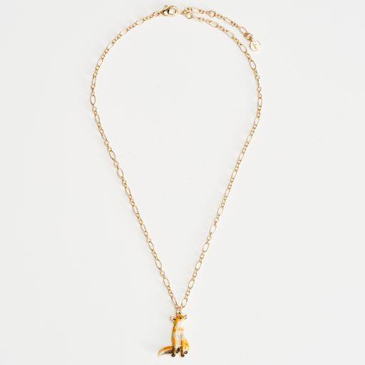 Collier court en forme de renard en émail FABLE