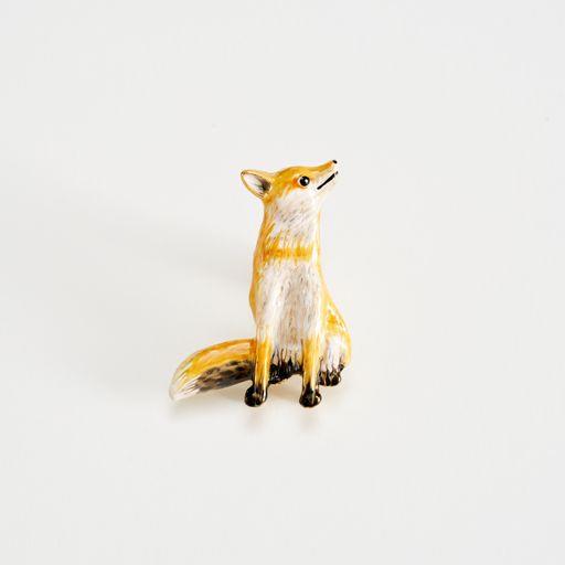 FABLE Enamel Fox Brooch