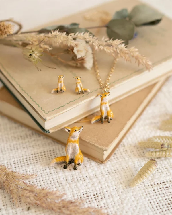 FABLE Enamel Fox Brooch