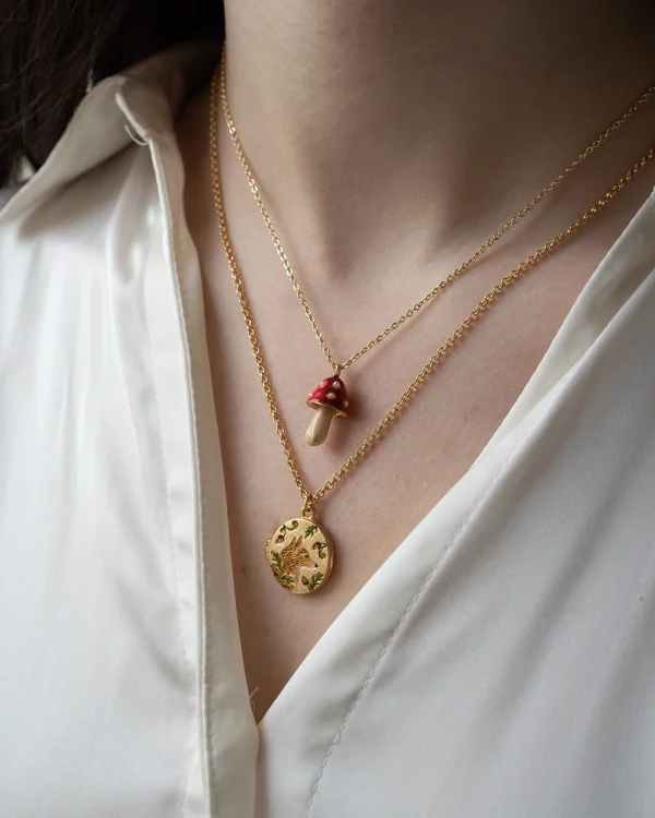 Collier en forme de champignon en émail FABLE